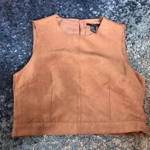 Tan suede crop top